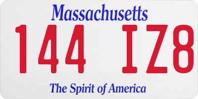 MA license plate 144IZ8