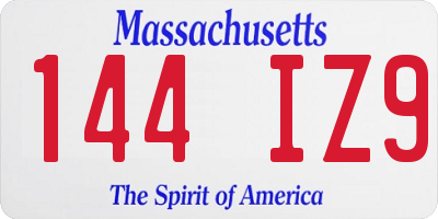 MA license plate 144IZ9