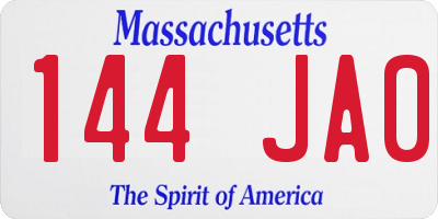 MA license plate 144JA0