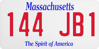 MA license plate 144JB1