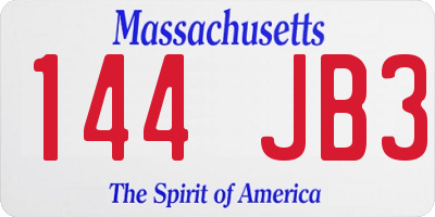 MA license plate 144JB3