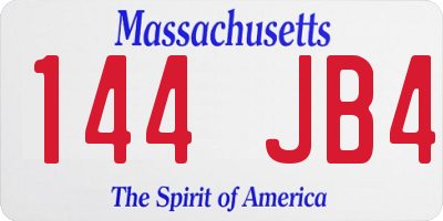 MA license plate 144JB4