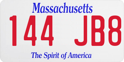 MA license plate 144JB8