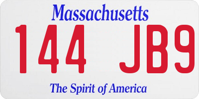 MA license plate 144JB9