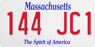 MA license plate 144JC1