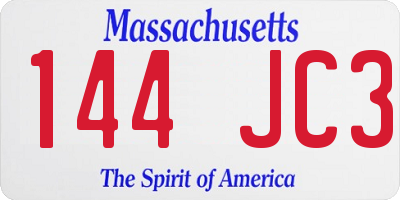 MA license plate 144JC3