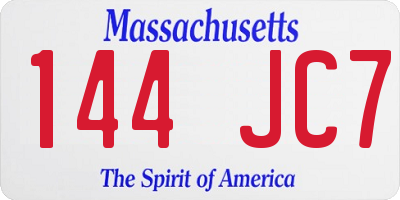 MA license plate 144JC7