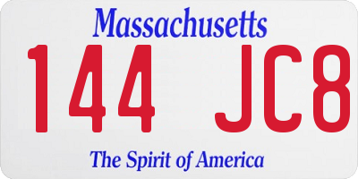 MA license plate 144JC8