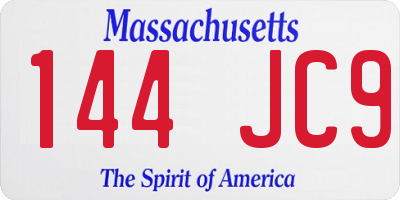 MA license plate 144JC9