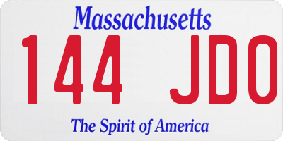 MA license plate 144JD0