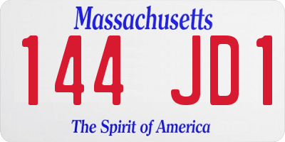 MA license plate 144JD1