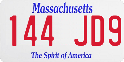 MA license plate 144JD9