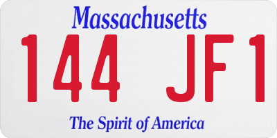 MA license plate 144JF1
