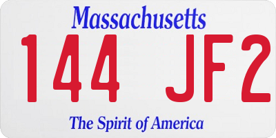 MA license plate 144JF2