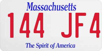MA license plate 144JF4