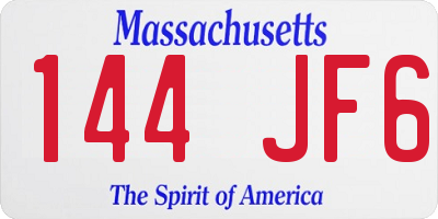 MA license plate 144JF6