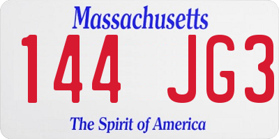 MA license plate 144JG3