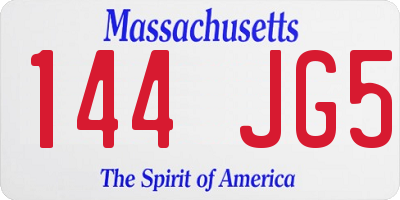 MA license plate 144JG5