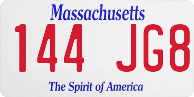 MA license plate 144JG8