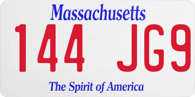 MA license plate 144JG9