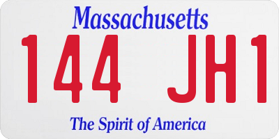 MA license plate 144JH1