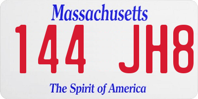 MA license plate 144JH8