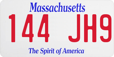 MA license plate 144JH9