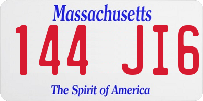 MA license plate 144JI6