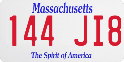 MA license plate 144JI8