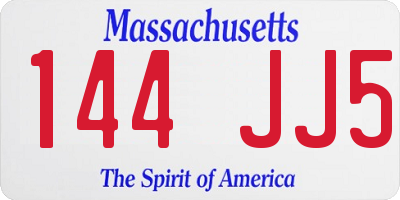 MA license plate 144JJ5