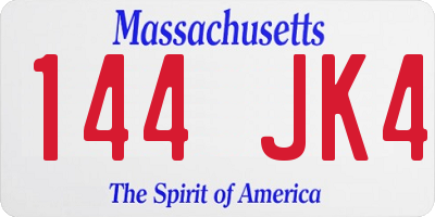 MA license plate 144JK4