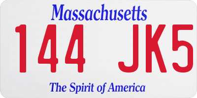 MA license plate 144JK5