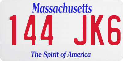 MA license plate 144JK6