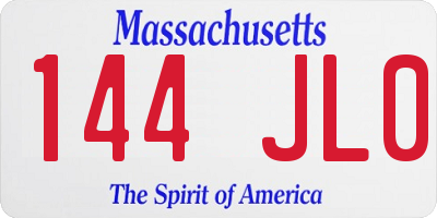 MA license plate 144JL0