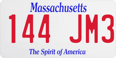 MA license plate 144JM3