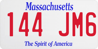 MA license plate 144JM6