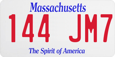 MA license plate 144JM7