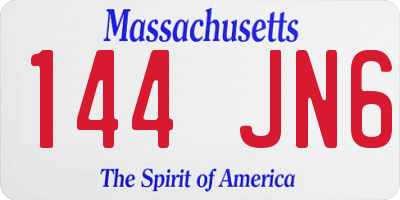 MA license plate 144JN6