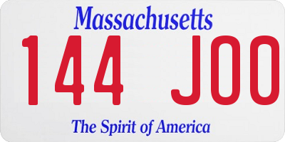 MA license plate 144JO0