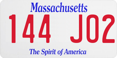 MA license plate 144JO2