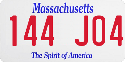 MA license plate 144JO4