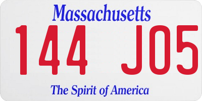 MA license plate 144JO5