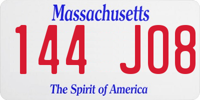 MA license plate 144JO8