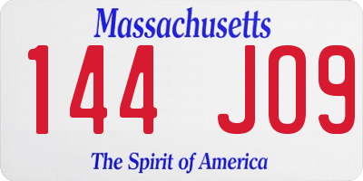 MA license plate 144JO9