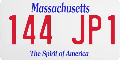 MA license plate 144JP1
