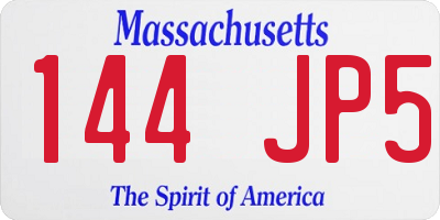 MA license plate 144JP5