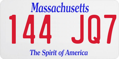 MA license plate 144JQ7
