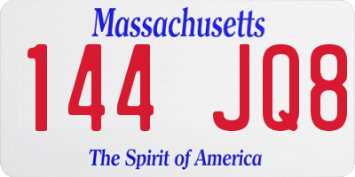 MA license plate 144JQ8