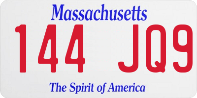 MA license plate 144JQ9