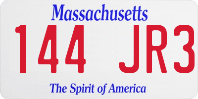 MA license plate 144JR3